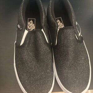 Vans Kids Slip On Black Glitter Size 4